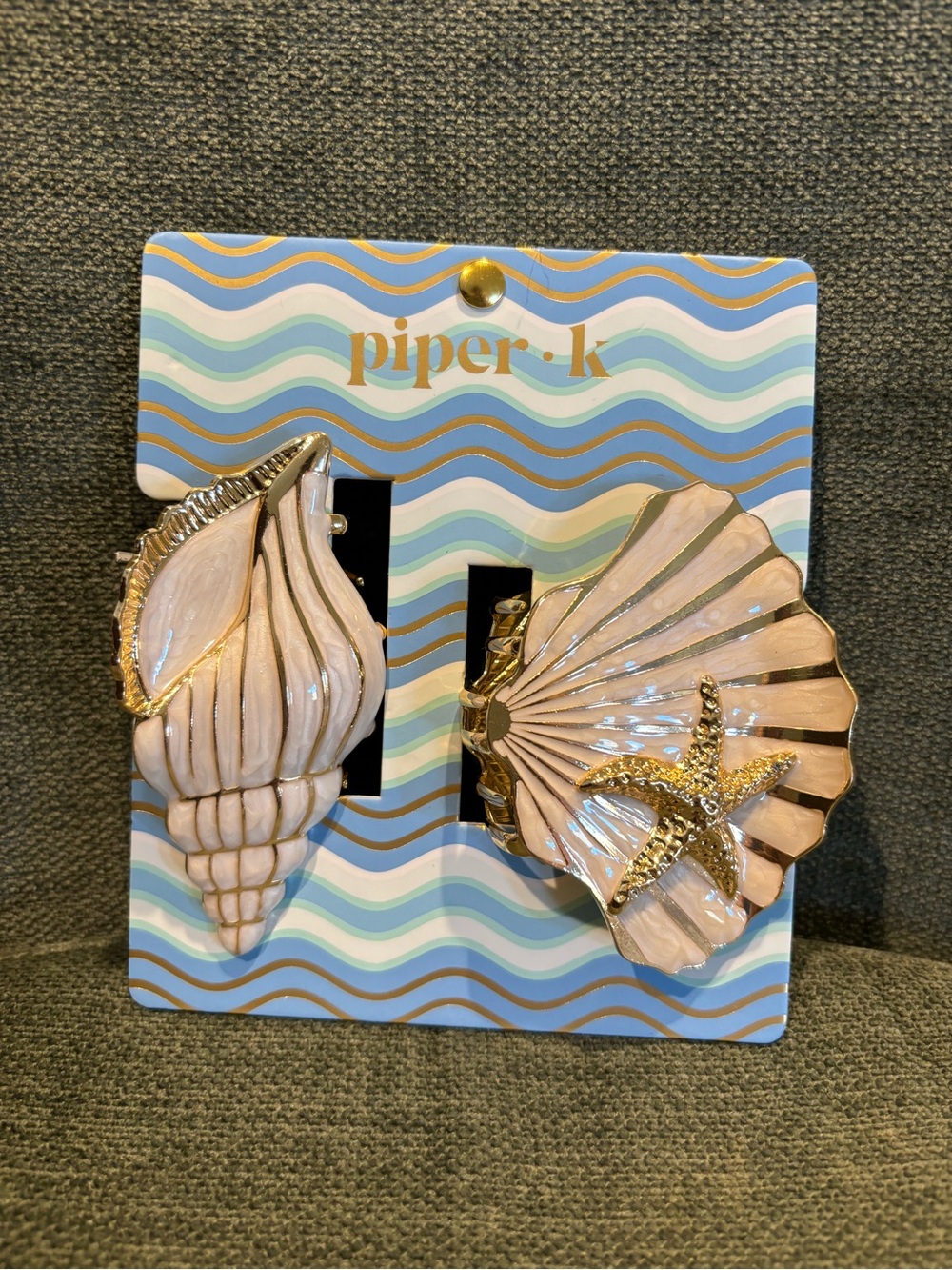 Piper K White and Gold Coastal Seashell Hair Clip Set Summer Vibes